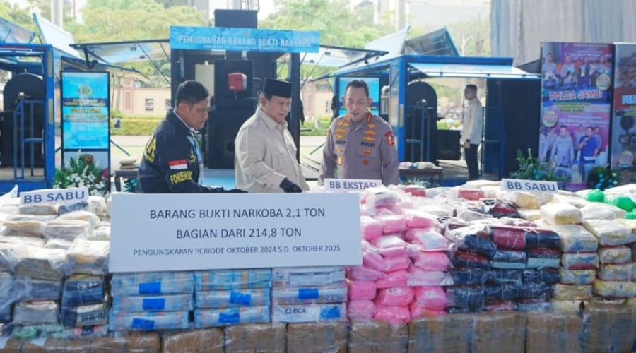 Presiden Prabowo Pimpin Pemusnahan Narkoba 214,84 Ton Senilai Rp29,3 Triliun