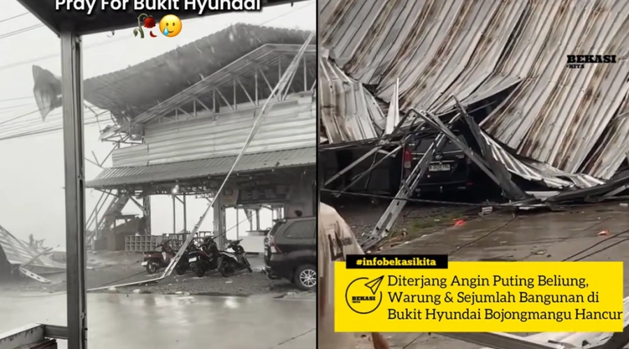 Detik-detik Angin Puting Beliung Porak Porandakan Bukit Hyundai di Bekasi