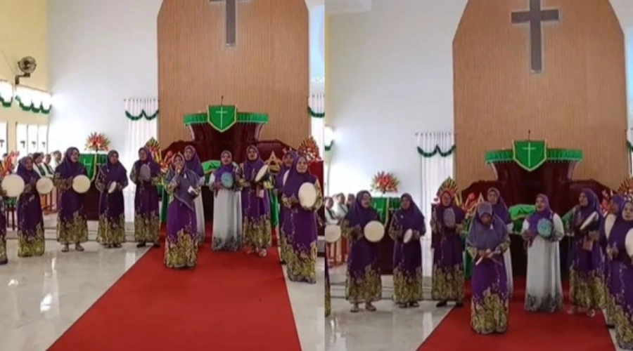 Viral Grup Qasidah Ibu-Ibu Tampil Dalam Gereja, Bawakan Lagu Magadir