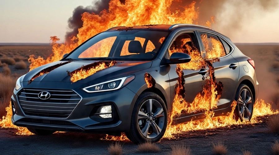 Mobil Hyundai i20 Bawa 3 Orang Tiba-tiba Meledak di Lampu Merah