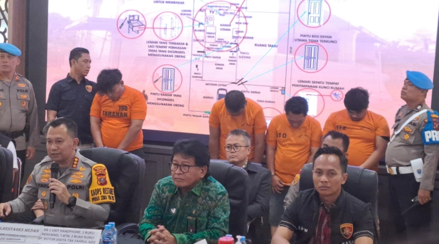 Ungkap Kasus Pembakaran Rumah Hakim, Polrestabes Medan Ringkus 3 Pelaku dan 1 Penadah