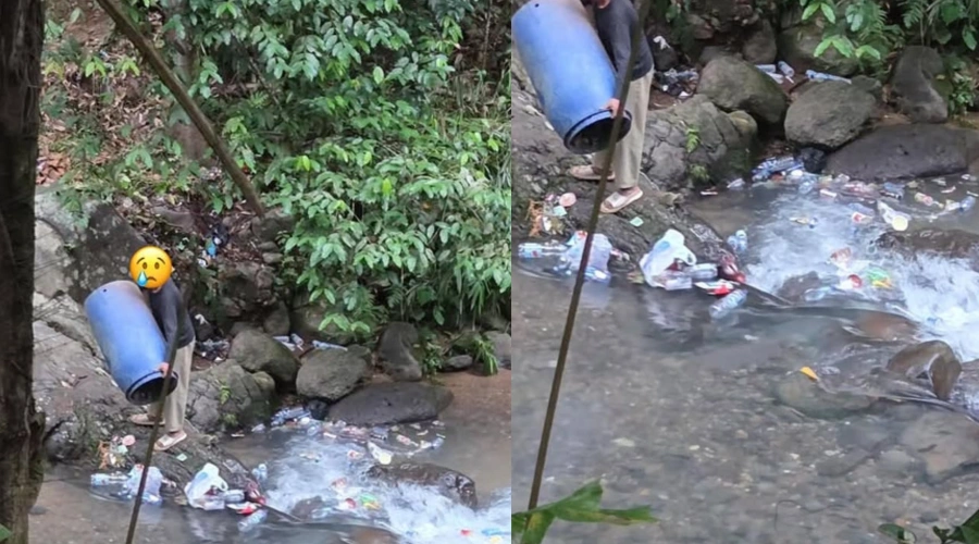 Viral Wisatawan Kemping Pergoki Warga Lokal Buang Sampah di Curug Mangrod Serang