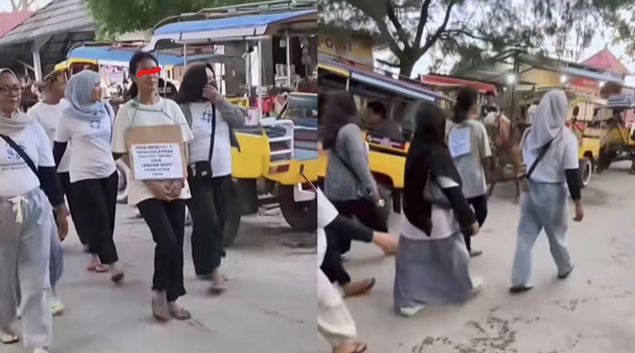 Viral Wanita di Gili Trawangan Lombok Diarak dengan Kalung 'Saya Mencuri'
