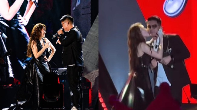 Ayu Ting Ting Beri Ciuman di Pipi Boy William, Penonton Konser Heboh