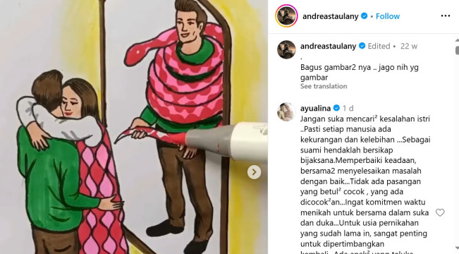 Postingan Andre Taulany Soal Laki-laki Dipeluk Ular Perempuan, Sindir Erin?