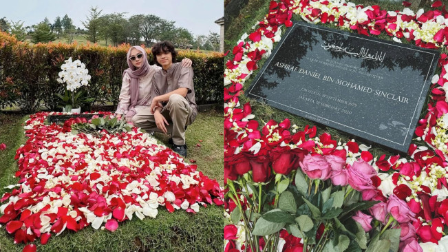 Momen Haru Bunga Citra Lestari dan Noah Peringati Ulang Tahun Ashraf Sinclair di Makam