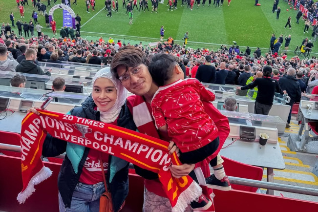 Rizky Billar di perayaan juara Liverpool. (Instagram/@rizkybillar)
