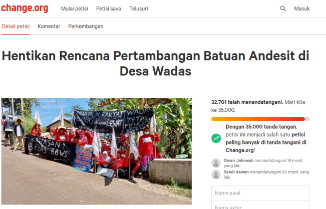 Melalui Change.org, Puluhan Ribu Warganet Menolak Pembangunan Desa Wadas
