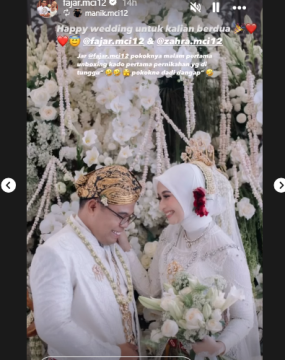 Fajar dan Zahra MCI menikah (Story Instagram)