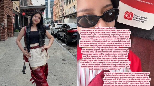 Cerita Tiara Andini Tolak Tukar Kursi dengan Menteri di Pesawat, Isu Arogansi Pejabat Jadi Perbincangan