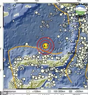 Gempa Bumi Terkini Magnitudo 4,3 Guncang Bolaang Mongondow Utara Sulut