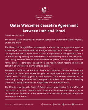 Pernyataan Qatar terkait gencatan senjata Iran Israel. (Twitter)