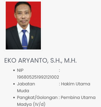 Sosok Eko Aryanto. [Dok. PN Jakpus]