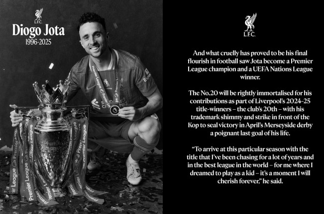 Liverpool mengenang Diogo Jota. (Instagram)