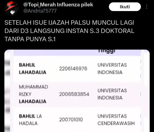 Heboh di Medsos Soal Doktor Instan Bahlil Lahadia Hingga Dugaan Gunakan Jasa Joki