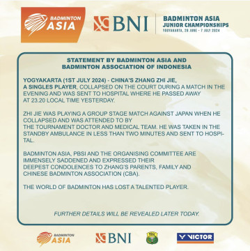 Pebulutangkis China Tewas saat Lawan Jepang di Badminton Asia Junior 2024