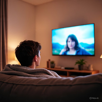Ilustrasi Nonton TV (Meta AI)