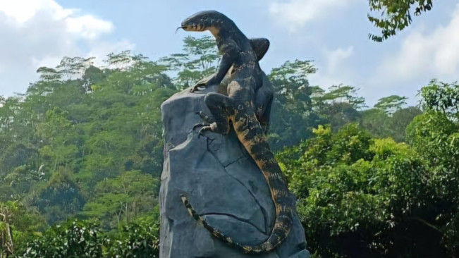 Viral! Patung Biawak Wonosobo Tampak Realistis Hingga Jadi Sorotan Publik