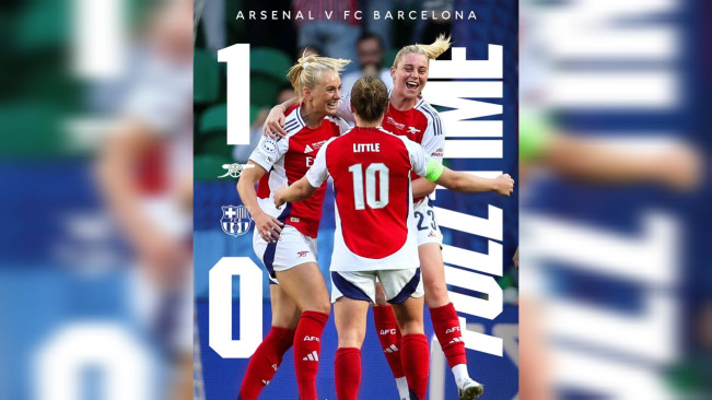 Hasil akhir Arsenal vs Barcelona di Final Liga Champions Wanita 2024/2025. [Instagram/@arsenalwfc]
