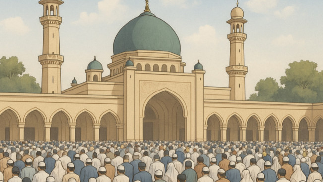 Ilustrasi Salat Idul Adha. [ChatGPT/FT News]