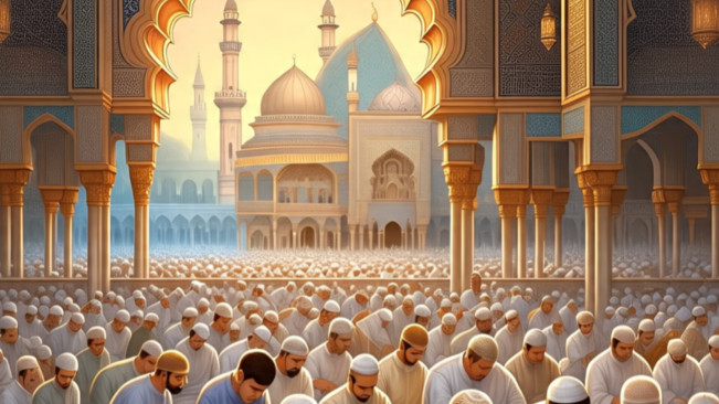 Ilustrasi Salat Idul Adha. [Meta AI/FT News]