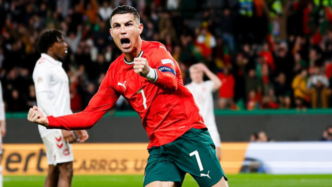 Cristiano Ronaldo usai cetak gol. [Instagram]