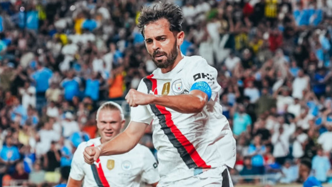 Pemain Man City, Bernardo Silva membuka keunggulan. [Instagram]