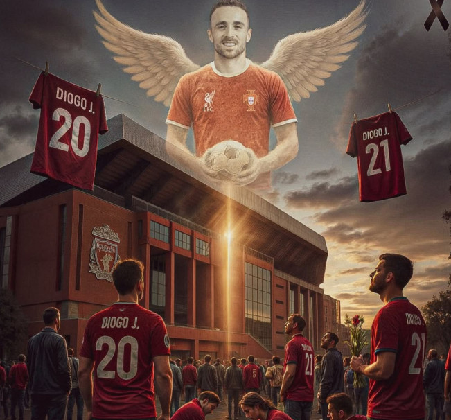 Penghormatan terakhir dari fans buat Diogo Jota. [Instagram]
