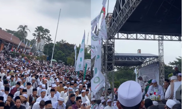 Ribuan Warga Padati Alun-Alun Pandeglang Hadiri Ceramah Rizieq Shihab