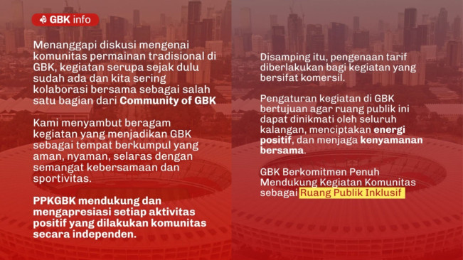 Klarifikasi Pengelola GBK (instagram/@love_gbk)