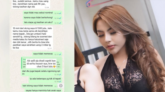 Bukti Chat Tersebar, RK Diduga Rayu Lisa Mariana dengan Rp 2,5 Miliar