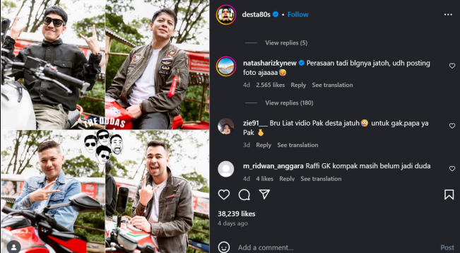 Natasha Rizky perhatian ke Desta. (Instagram)