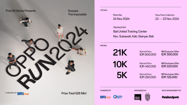 OPPO Run 2024 Buka Penjualan Tiket untuk Umum, Tawarkan Fasilitas Lengkap hingga Hadiah Total Rp 528 Juta