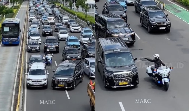 Petugas Patwal Plat Mobil RI 36 Arogan Terobos Kemacetan, Korlantas: Kami Mohon Maaf