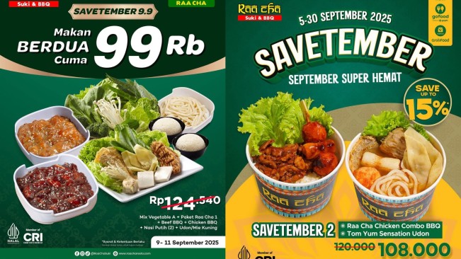 Promo Raa Cha Suki & BBQ September 2025, Makan Hemat Mulai Rp 67.000