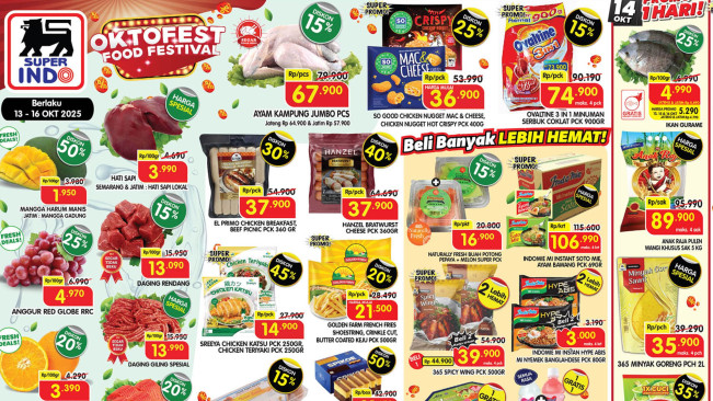 Promo Superindo Senin, 13 Oktober 2025: Diskon 25 Persen ke Atas Mulai Hari Ini