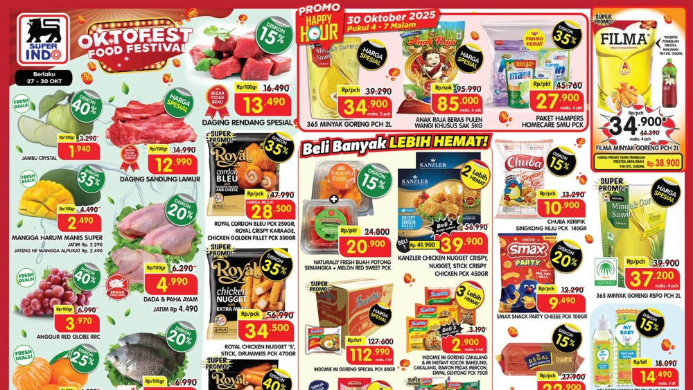 Daftar Promo Superindo Kamis, 30 Oktober 2025: Diskon Terbesar 45 Persen