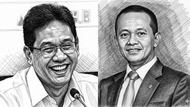 Prompt Bikin Foto Hitam Putih Gaya Arsiran Pena ala Purbaya dan Bahlil