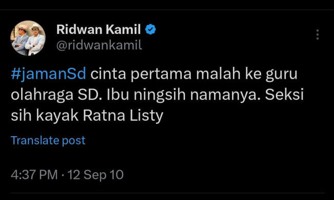 Sosok Ratna Listy, Artis yang Dianggap Ridwan Kamil Mirip Cinta Pertamanya