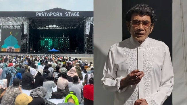 3 Potret Rhoma Irama Sampaikan Khutbah di Pestapora 2025, Doakan Pemimpin Bangsa Amanah