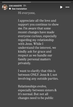 Pernyataan Zoe Wassink soal konflik dengan Jennifer Coppen. (Instagram)