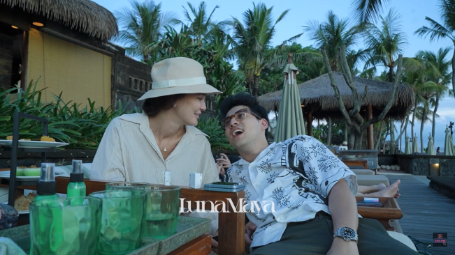 Momen romantis Luna Maya dan Maxime Bouttier di tepi pantai. (YouTube)