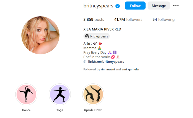 Profil Instagram Britney Spears. (Instagram)