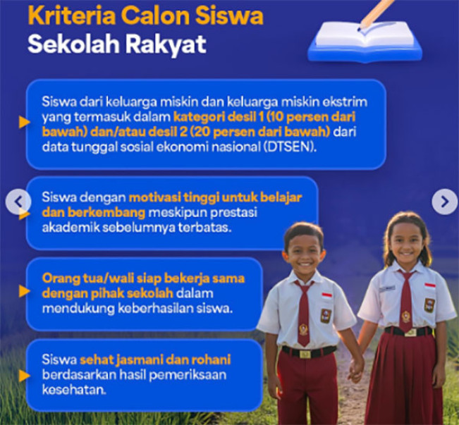Kriteria Calon Siswa Sekola Rakyat/Foto: Instagram Kemensos