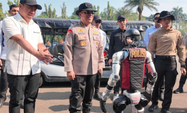 Robot polisi yang akan beraksi di HUT Bhayangkara ke 79 di Monas, Jakarta, 1 Juli 2025 mendatang/Foto: Humas Polri