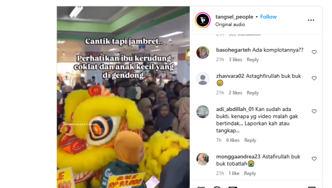 Viral! Oknum Wanita Berkerudung Ini Curi Kalung Anak Kecil Saat Pertunjukan Barongsai