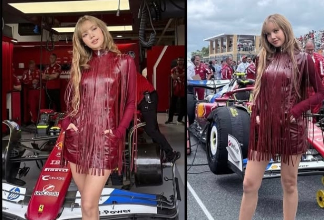 Lisa BLACKPINK  'Kepergok' di Ajang Balap F1 Grand Prix Miami: Gunakan Pakaian Daur Ulang Full Maroon