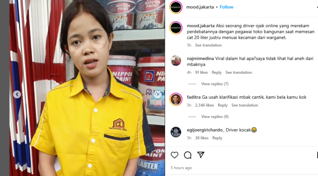 Niat Mau Viralin Karyawati Toko Cat, Driver Ojol Ini Malah "Dirujak" Netizen