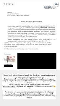 Surat pemecatan Nadia (Instagram)