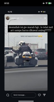 Tangkapan layar patwal unggahan Celene di Instagram (X)